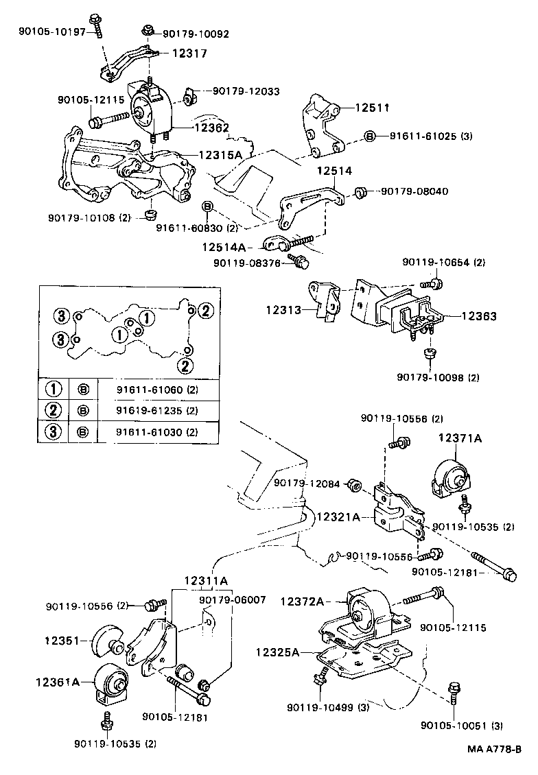 12361-64121 INSULATOR, ENGINE MOUNTING, FRONT(FOR TRANSVERSE ENGINE) product image