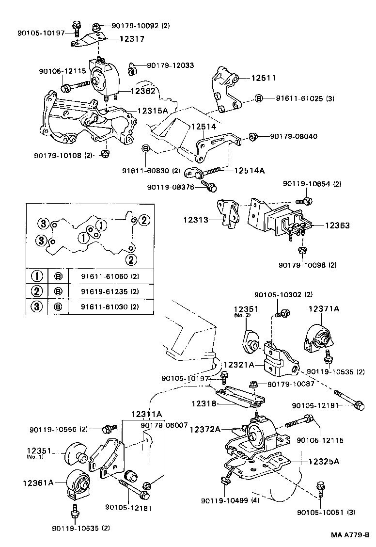 12361-64121 INSULATOR, ENGINE MOUNTING, FRONT(FOR TRANSVERSE ENGINE) product image
