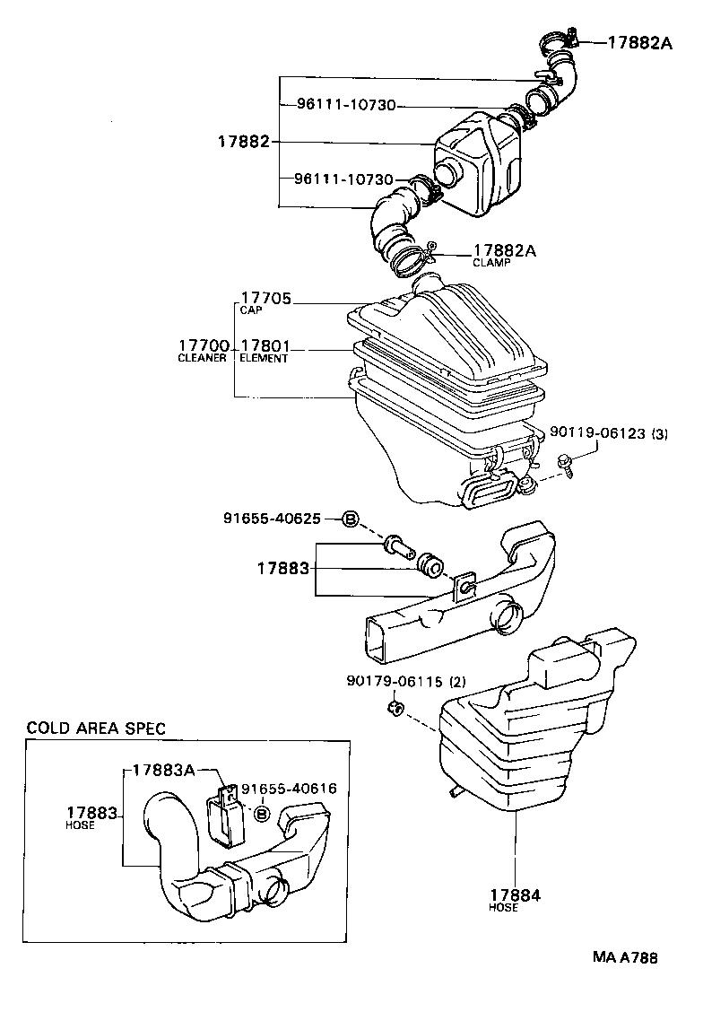 17880-64140 HOSE, AIR CLEANER, NO.2 product image