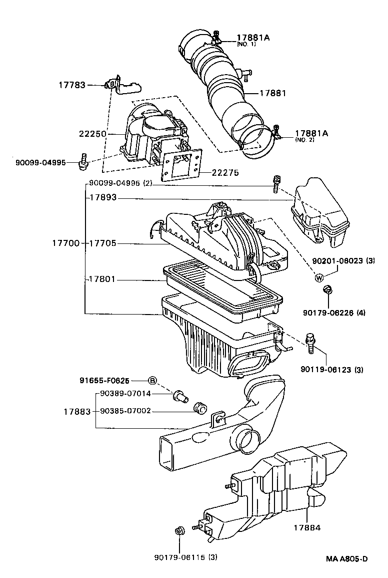 17882-74150 HOSE, AIR CLEANER, NO.2 product image