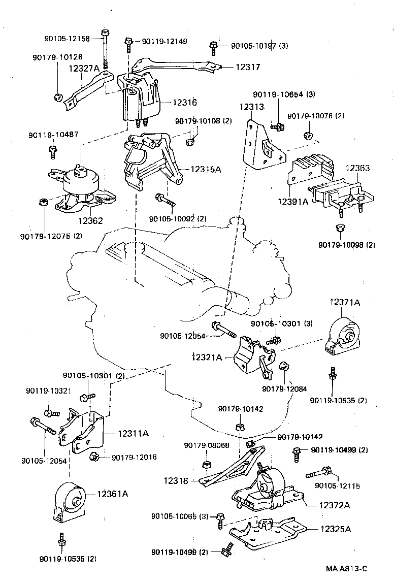 12361-64111 INSULATOR, ENGINE MOUNTING, FRONT(FOR TRANSVERSE ENGINE) product image