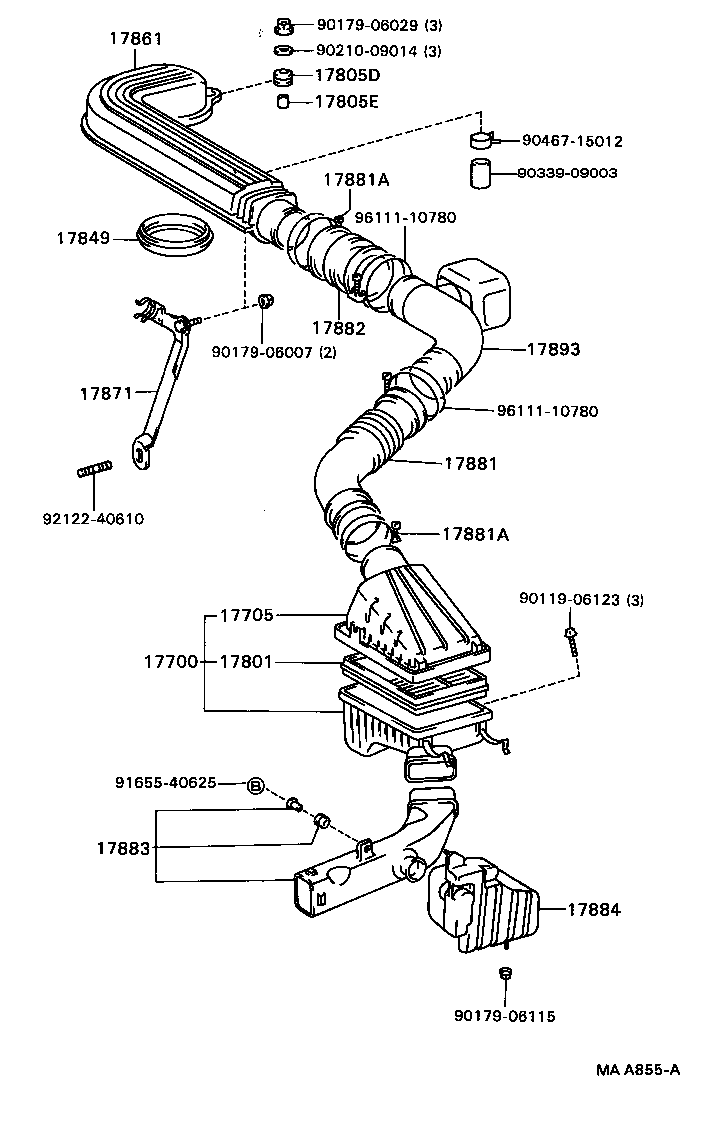 17882-74150 HOSE, AIR CLEANER, NO.2 product image