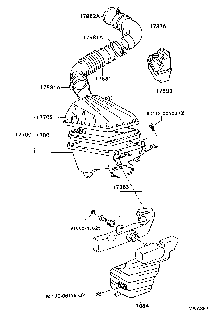 17882-74150 HOSE, AIR CLEANER, NO.2 product image