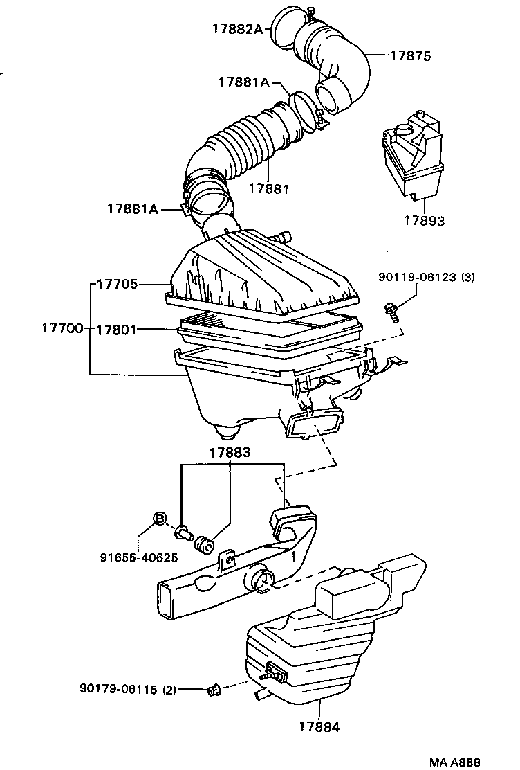 17880-64140 HOSE, AIR CLEANER, NO.2 product image