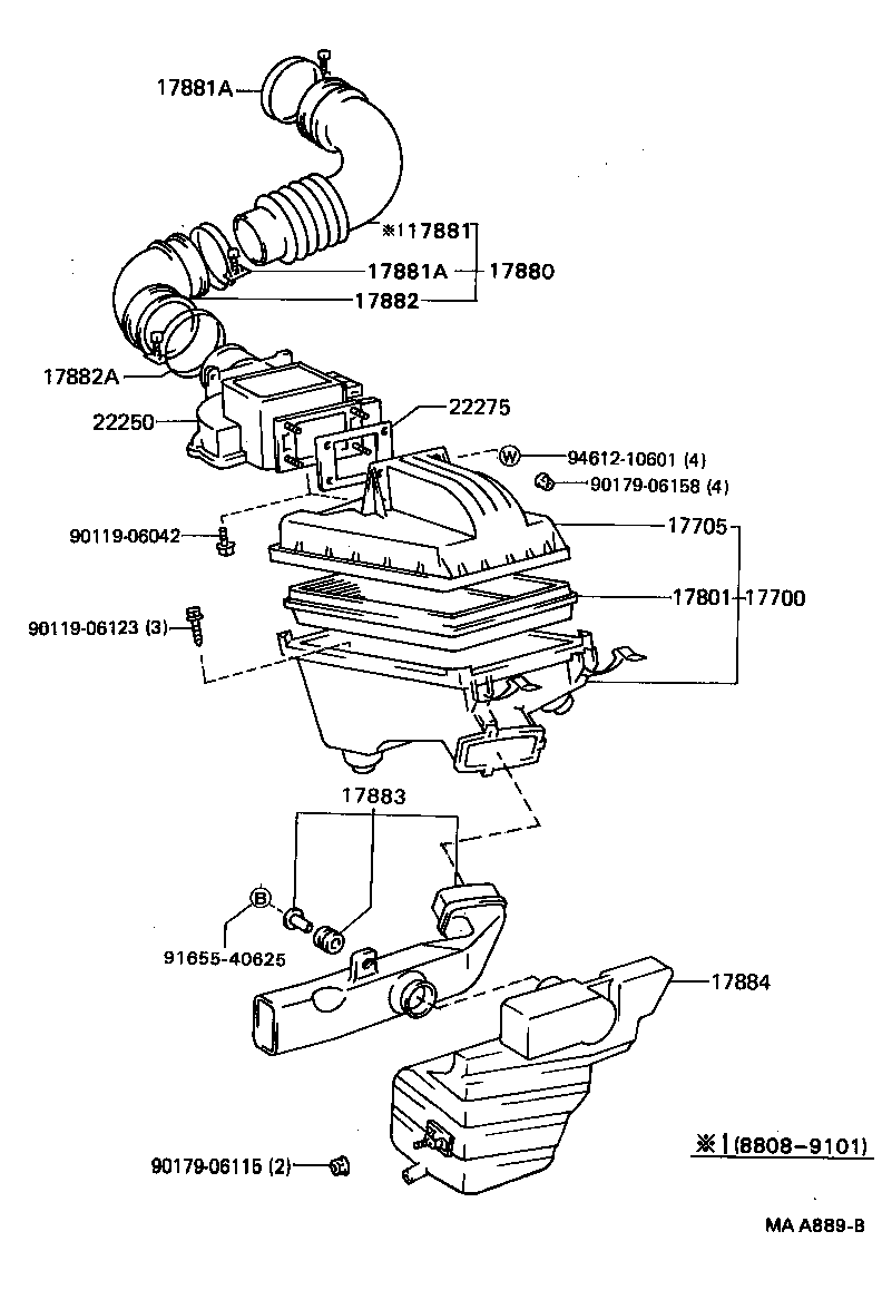 17880-64140 HOSE, AIR CLEANER, NO.2 product image