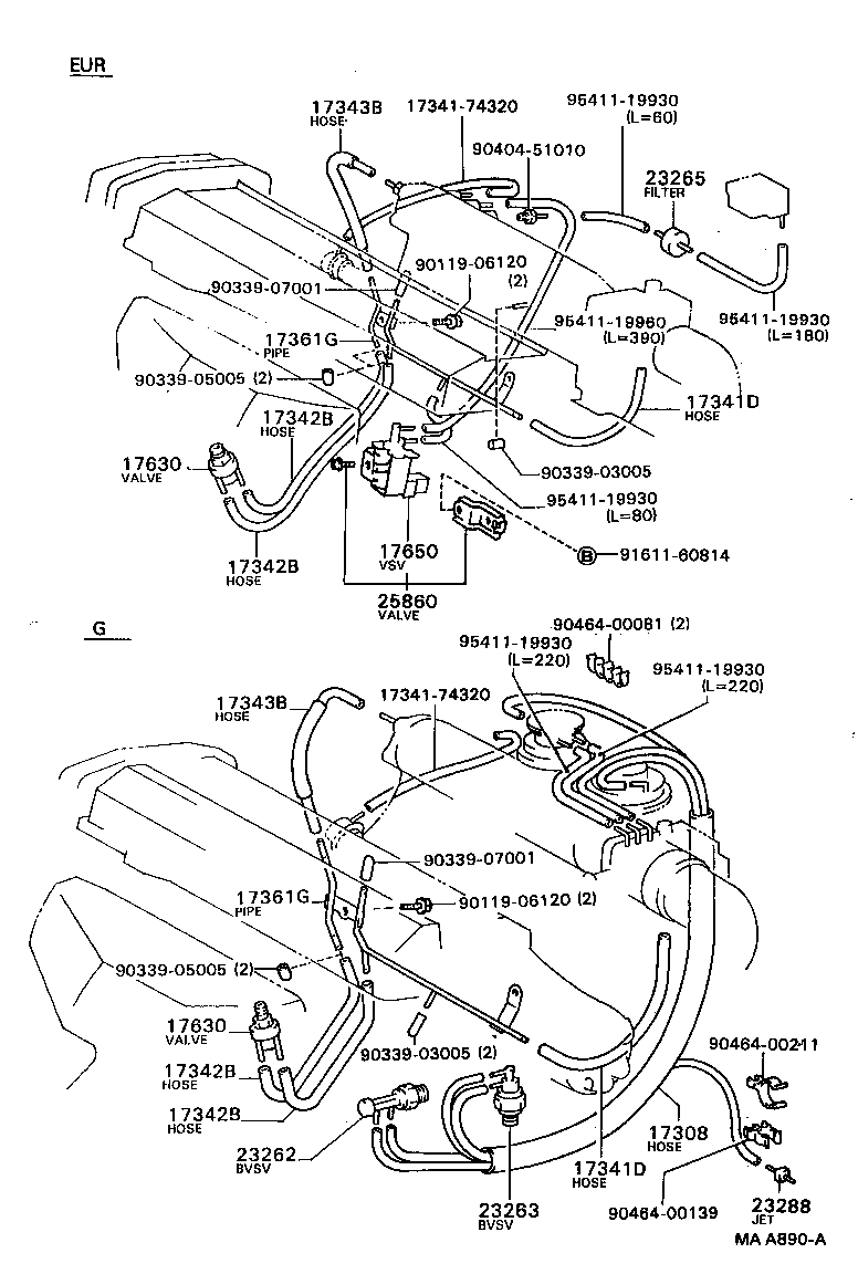 17342-62010 HOSE, NO.2(FOR IDLE-UP) product image