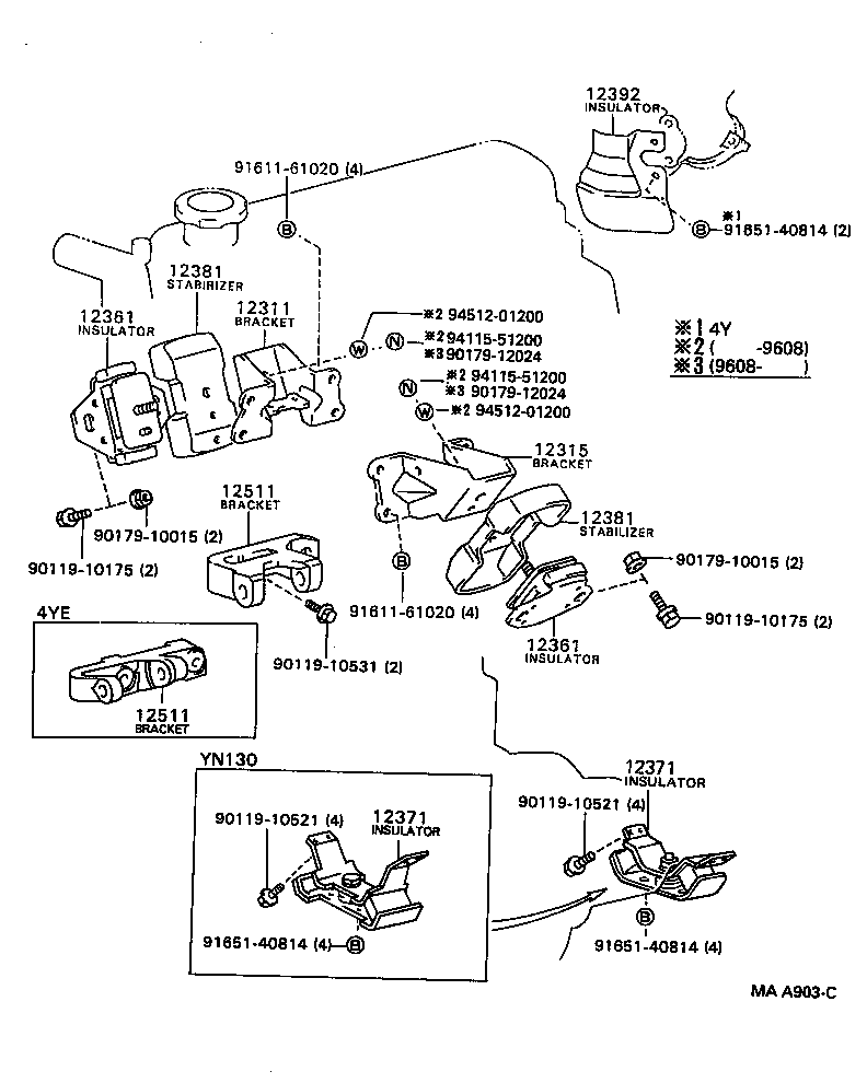 12362-73021 INSULATOR, ENGINE MOUNTING, FRONT product image