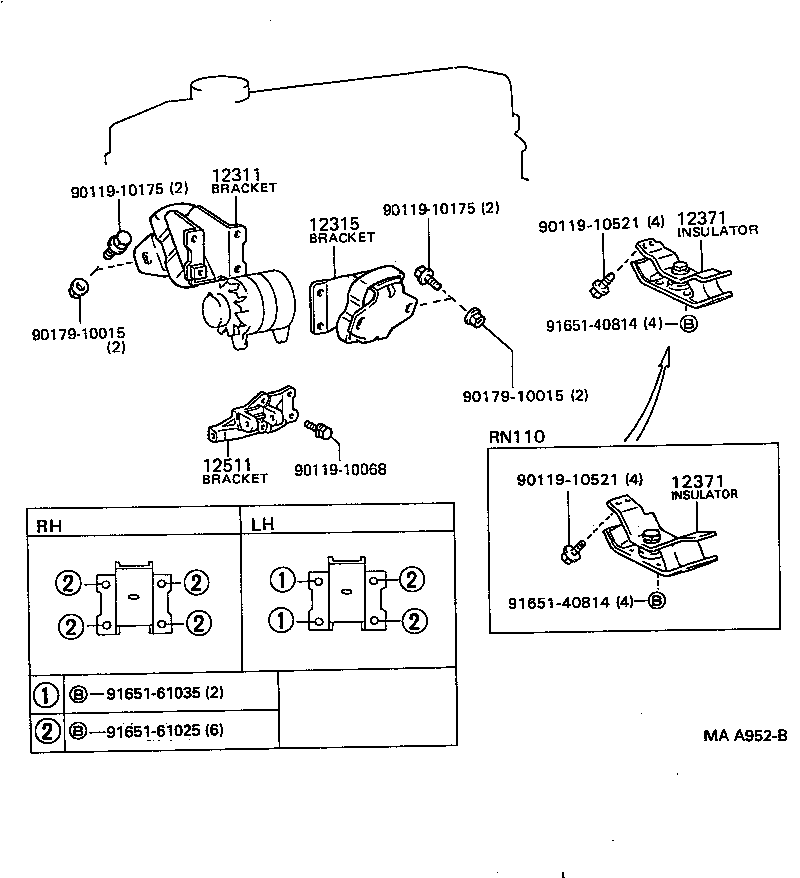 12362-73021 INSULATOR, ENGINE MOUNTING, FRONT product image