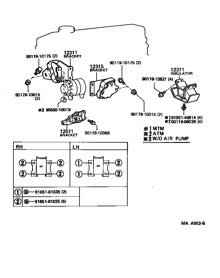 Toyota 12311-65030 BRACKET, ENGINE MOUNTING, FRONT NO.1 RH
