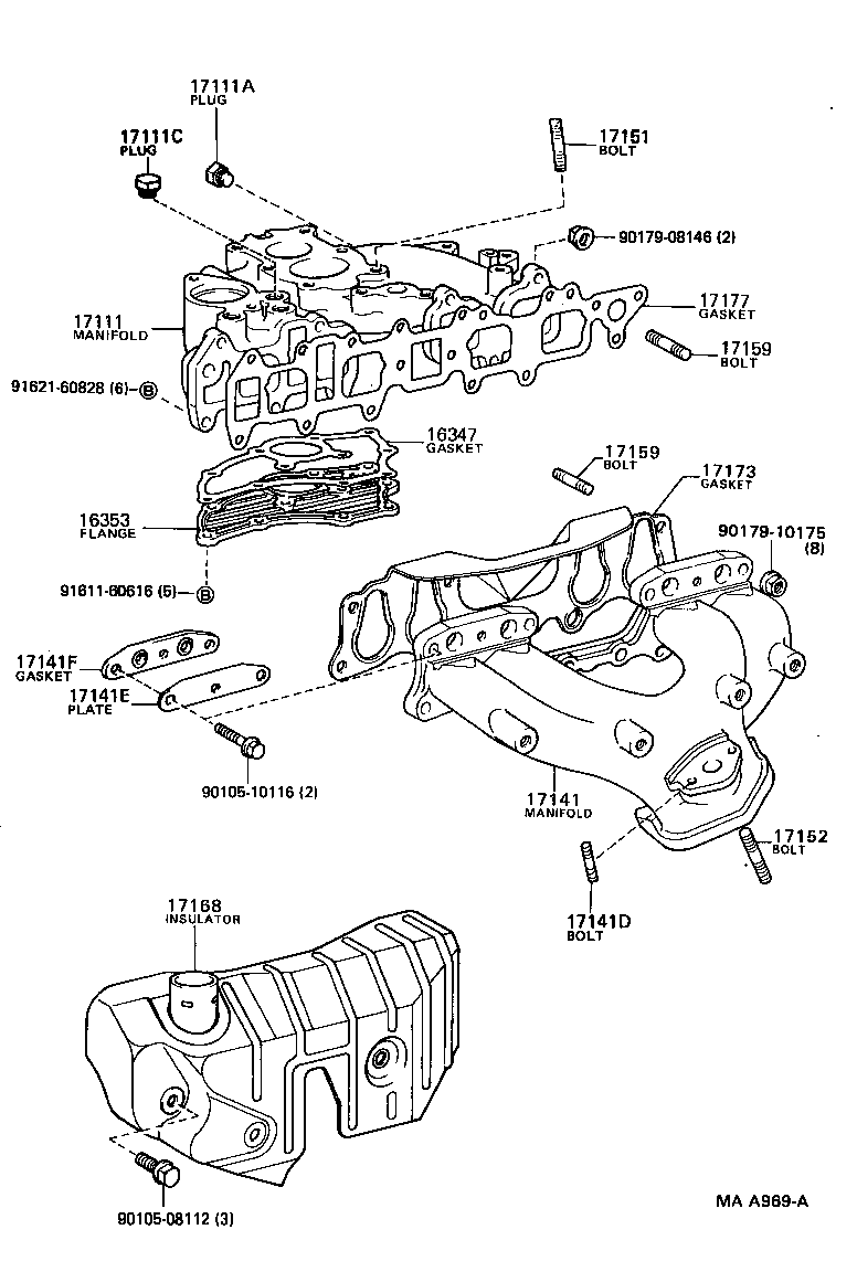 Toyota 17167-35160 INSULATOR, EXHAUST MANIFOLD HEAT, NO.2