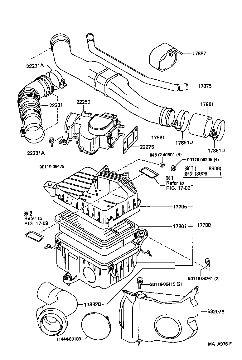 Toyota 17700-08020 CLEANER ASSY, AIR
