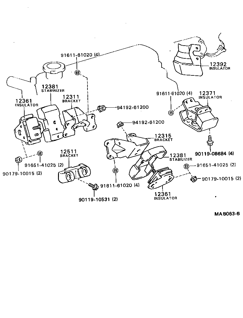 12311-74070 BRACKET, ENGINE MOUNTING, FRONT NO.1 RH product image