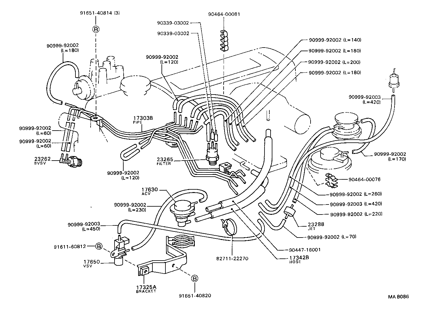 17341-73090 HOSE, NO.1(FOR AIR INJECTION SYSTEM) product image