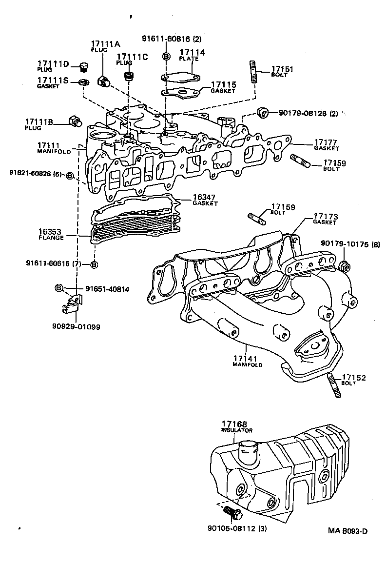 17141-78020 MANIFOLD, EXHAUST product image
