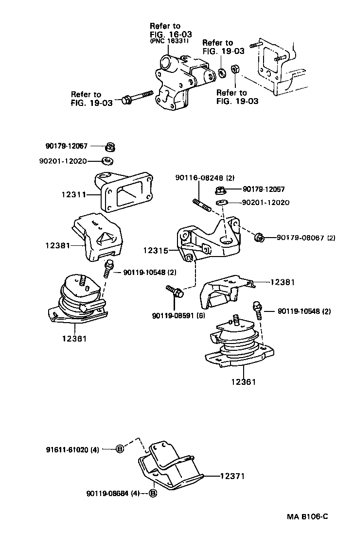12311-54190 BRACKET, ENGINE MOUNTING, FRONT NO.1 RH product image