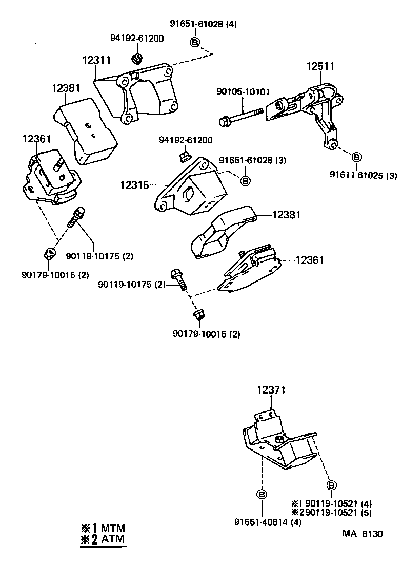 12301-35140 BRACKET, ENGINE MOUNTING, FRONT NO.1 RH product image