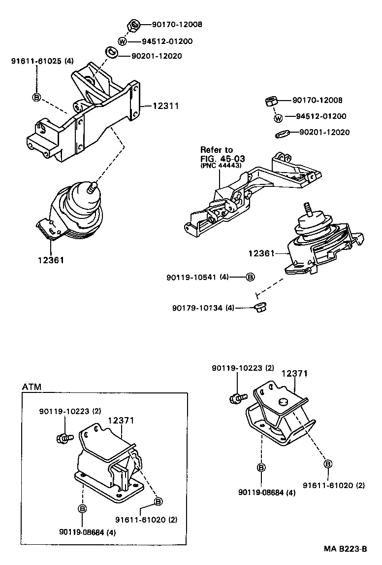 12311-54190 BRACKET, ENGINE MOUNTING, FRONT NO.1 RH product image