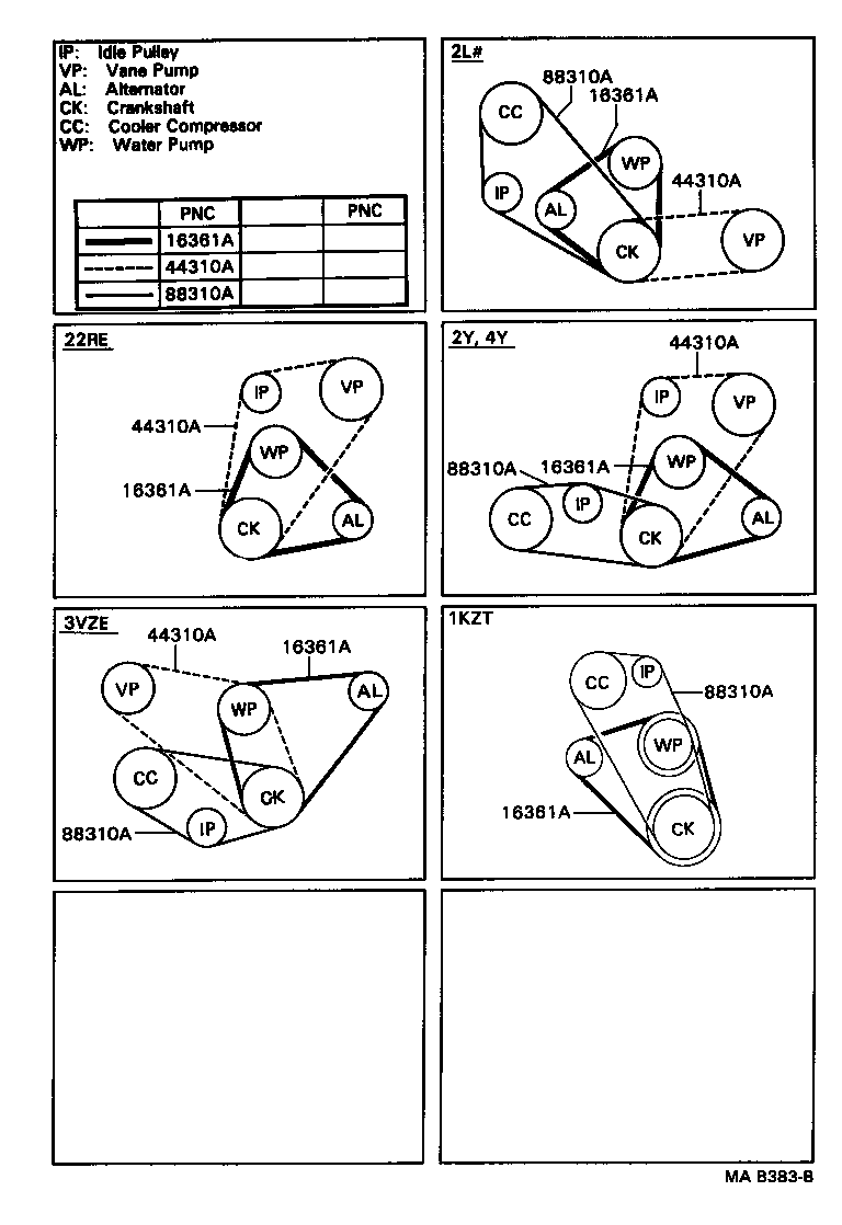 99332-11265 BELT, V (COOLER COMPRESSOR TO CRANKSHAFT PULLEY), NO.1 product image