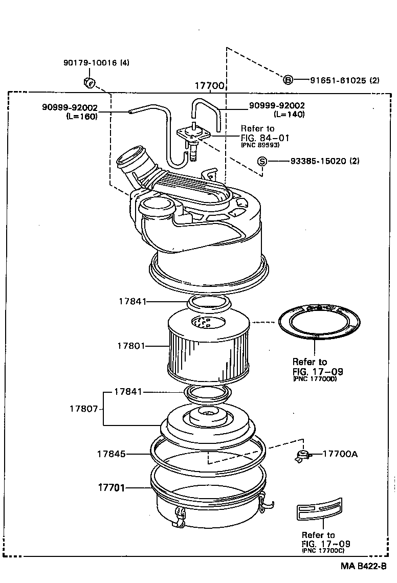17805-58080 PIPE SUB-ASSY, AIR CLEANER, NO.1 product image