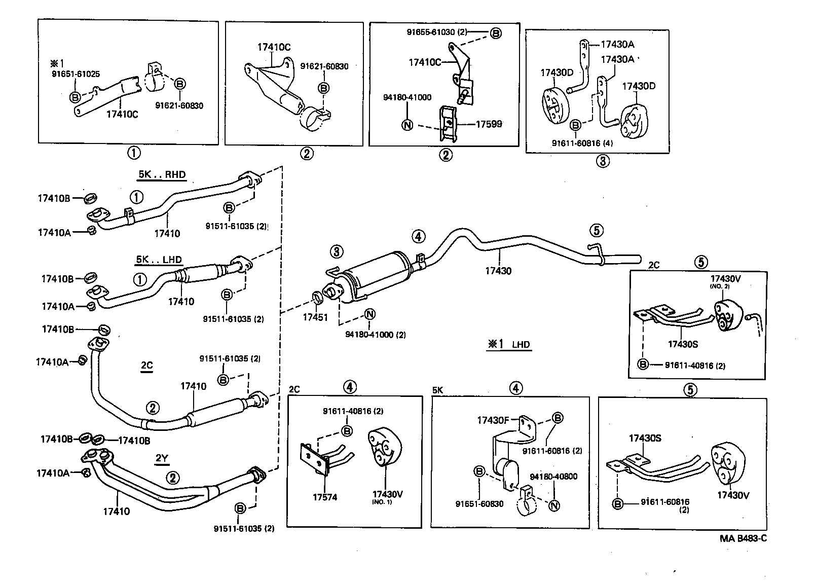 17574-72040 BRACKET, EXHAUST TAIL PIPE(FOR CENTER) product image