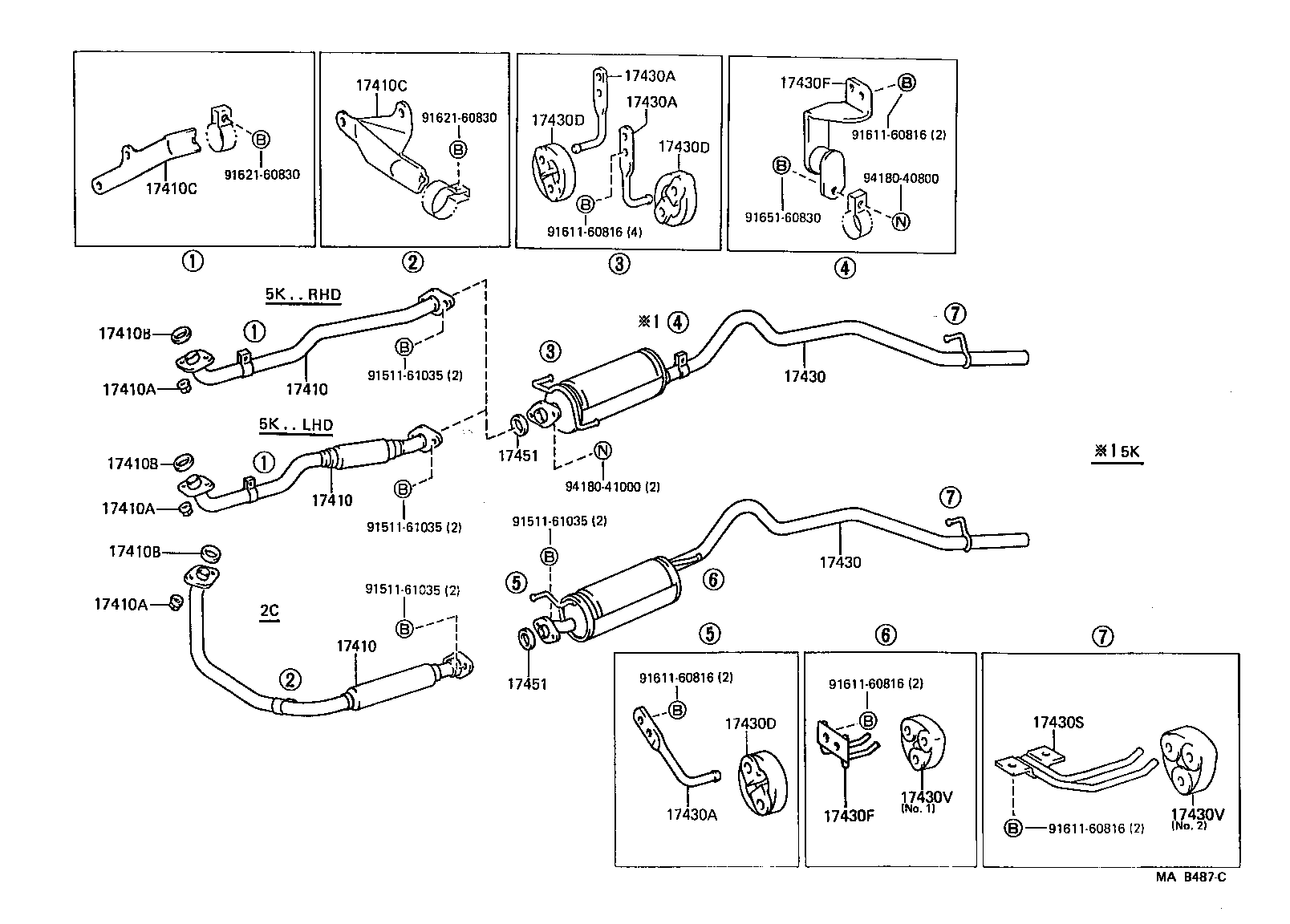 17565-64130 BOLT OR RING, EXHAUST TAIL PIPE (FOR REAR) product image