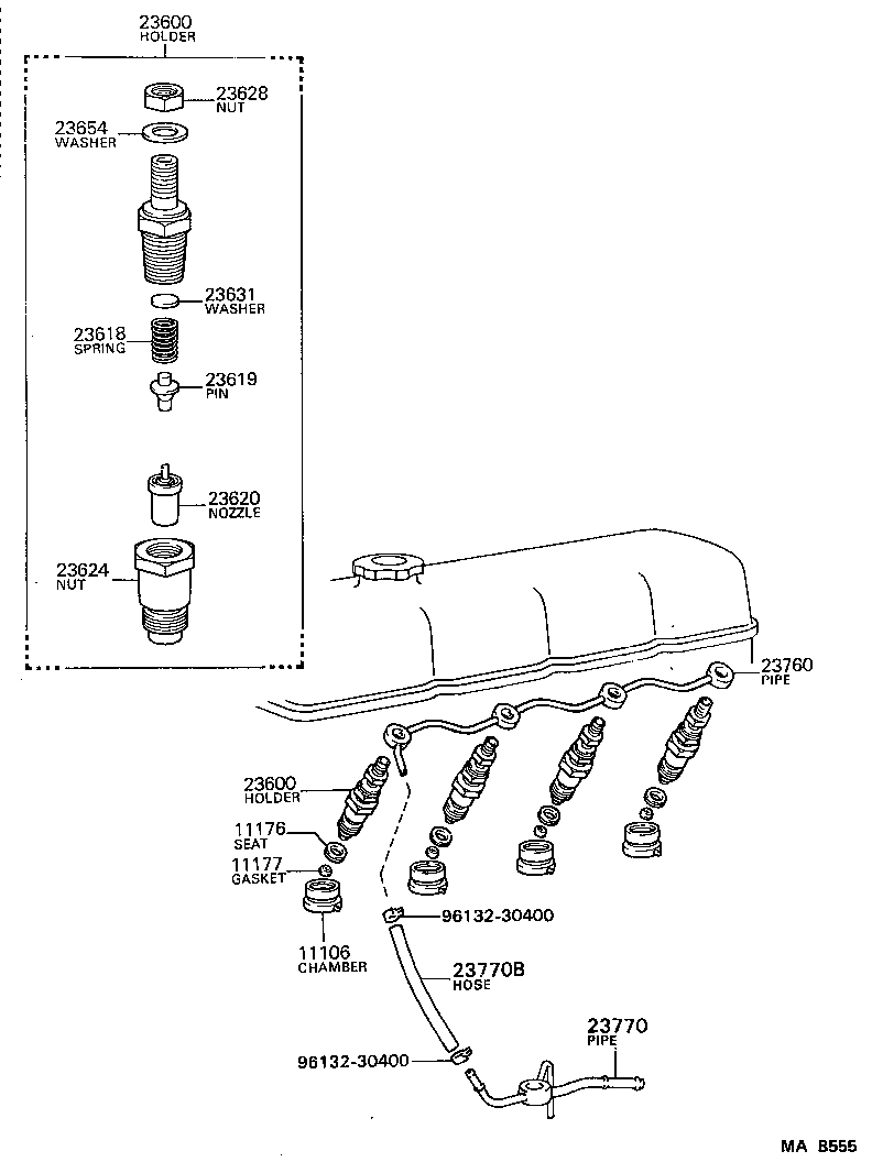 23770-56080 PIPE ASSY, NOZZLE LEAKAGE, NO.2 product image