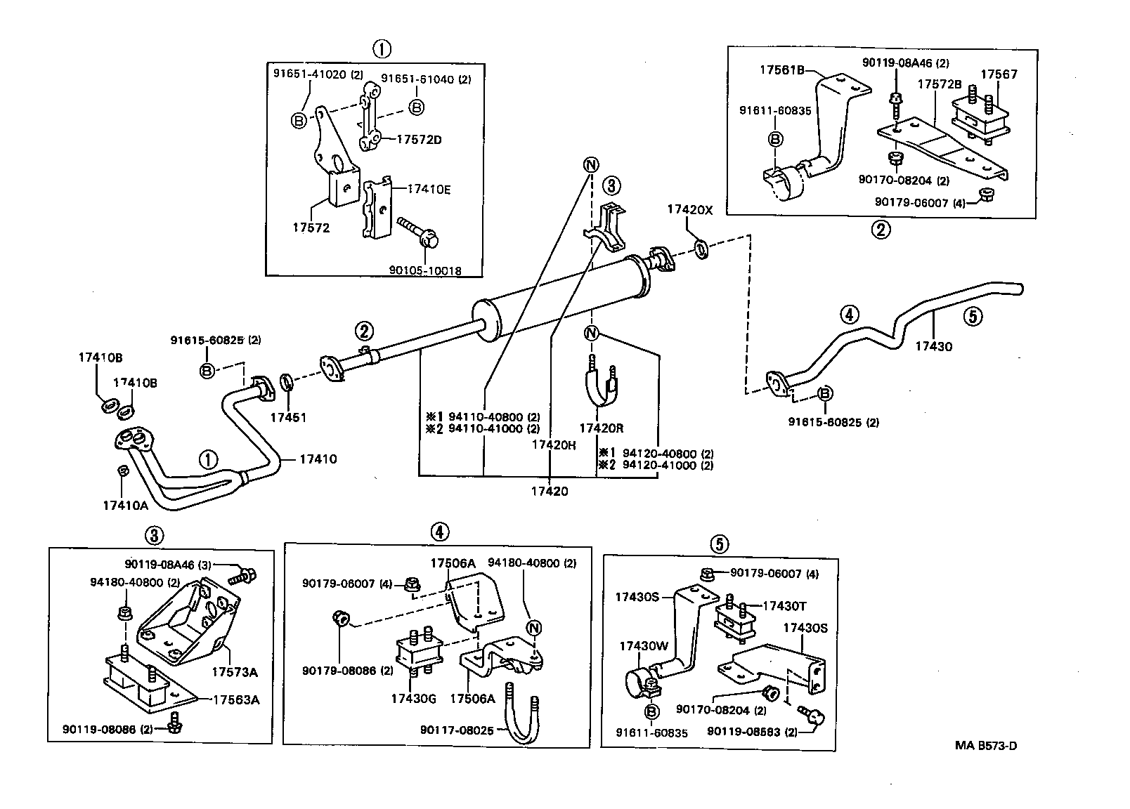 17410-73111 PIPE ASSY, EXHAUST, FRONT product image