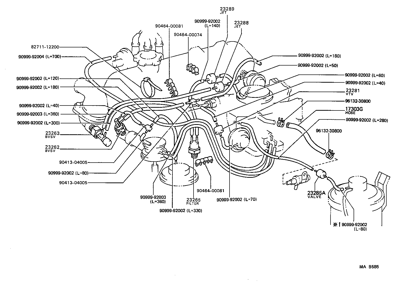 17308-64040 HOSE SUB-ASSY, VACUUM(FOR IDLE-UP) product image