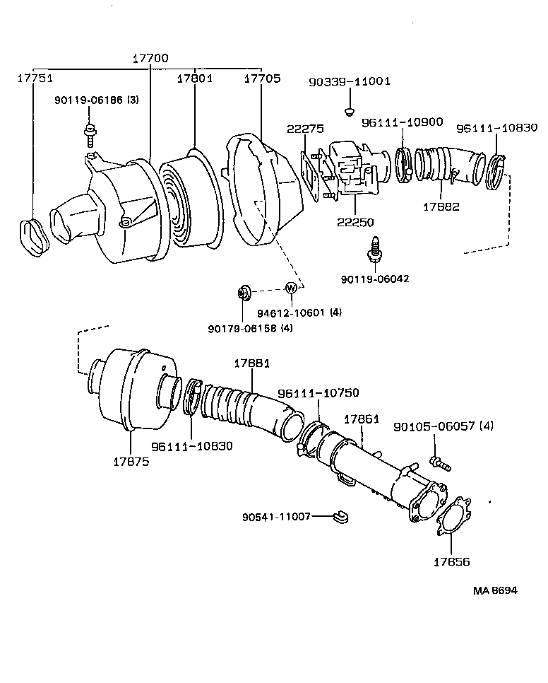17882-70140 HOSE, AIR CLEANER, NO.2 product image