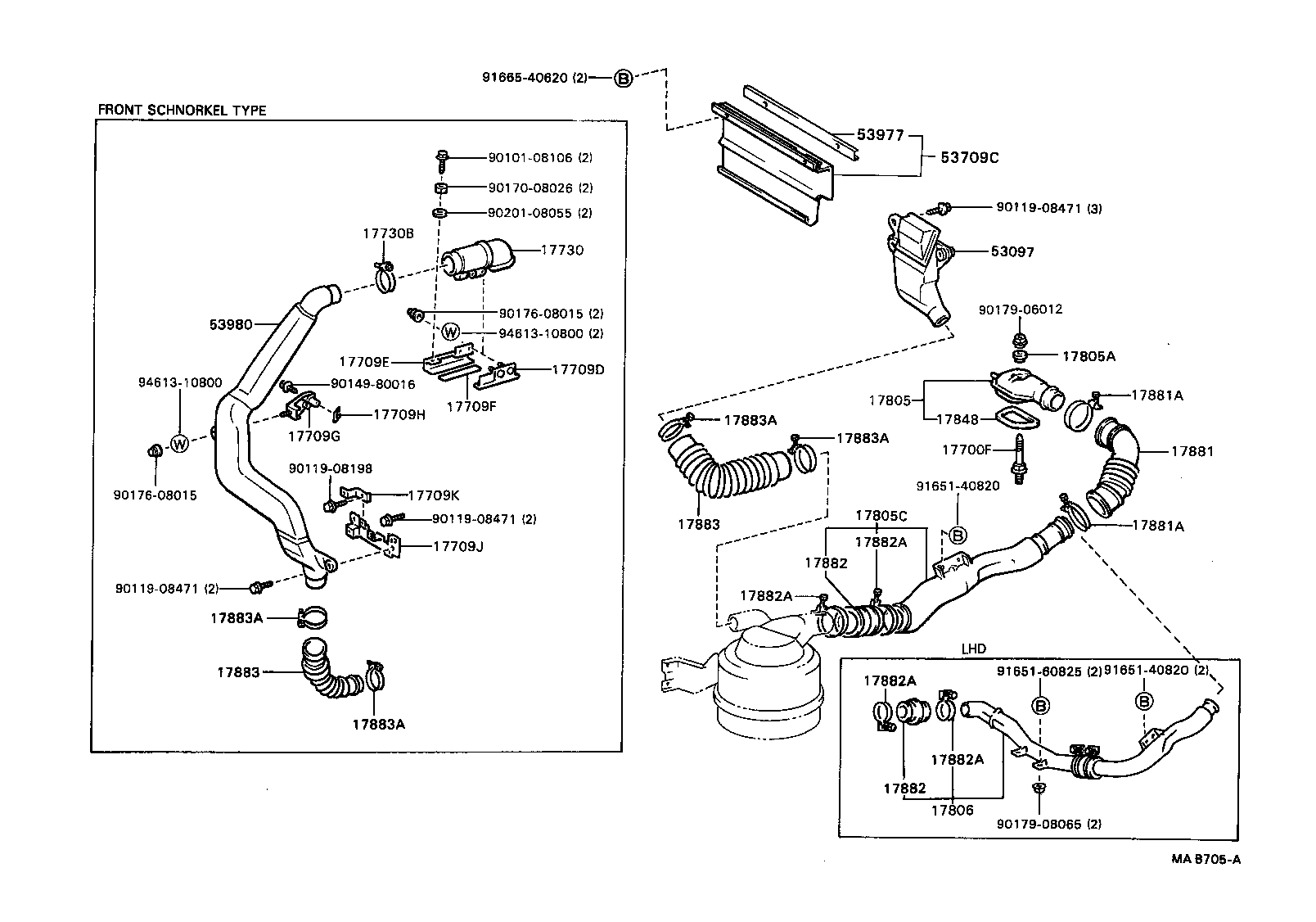 17805-58080 PIPE SUB-ASSY, AIR CLEANER, NO.1 product image
