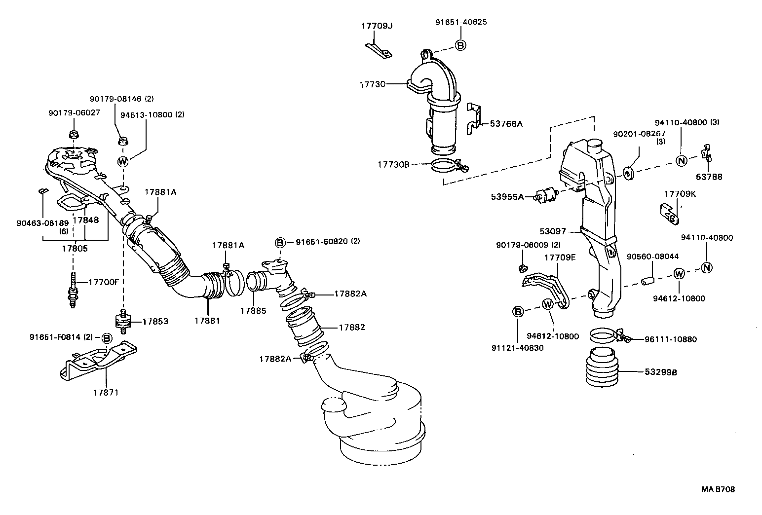 17805-58080 PIPE SUB-ASSY, AIR CLEANER, NO.1 product image