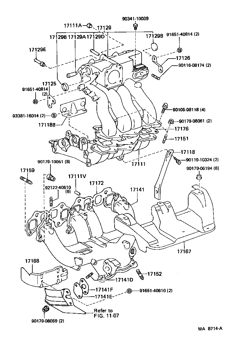 Toyota 17176-73012 GASKET, AIR SURGE TANK TO INTAKE MANIFOLD