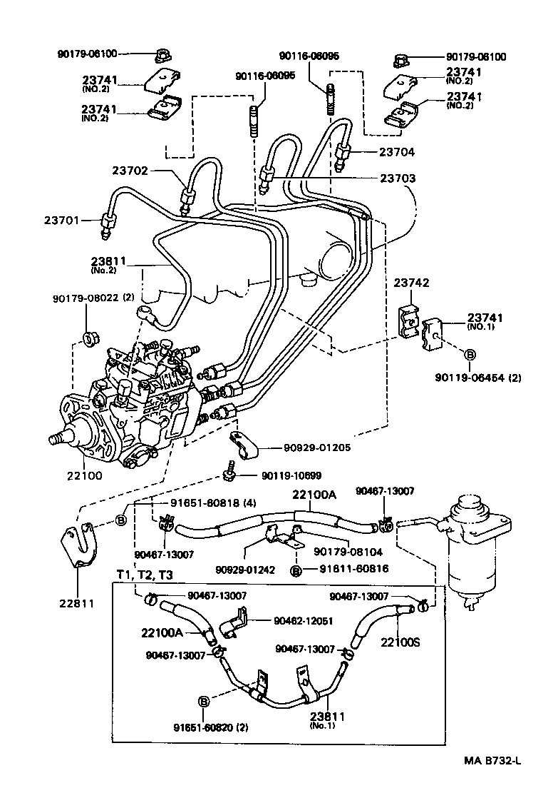 23801-54040 PIPE, FUEL(FOR FUEL FILTER TO INJECTION PUMP) product image