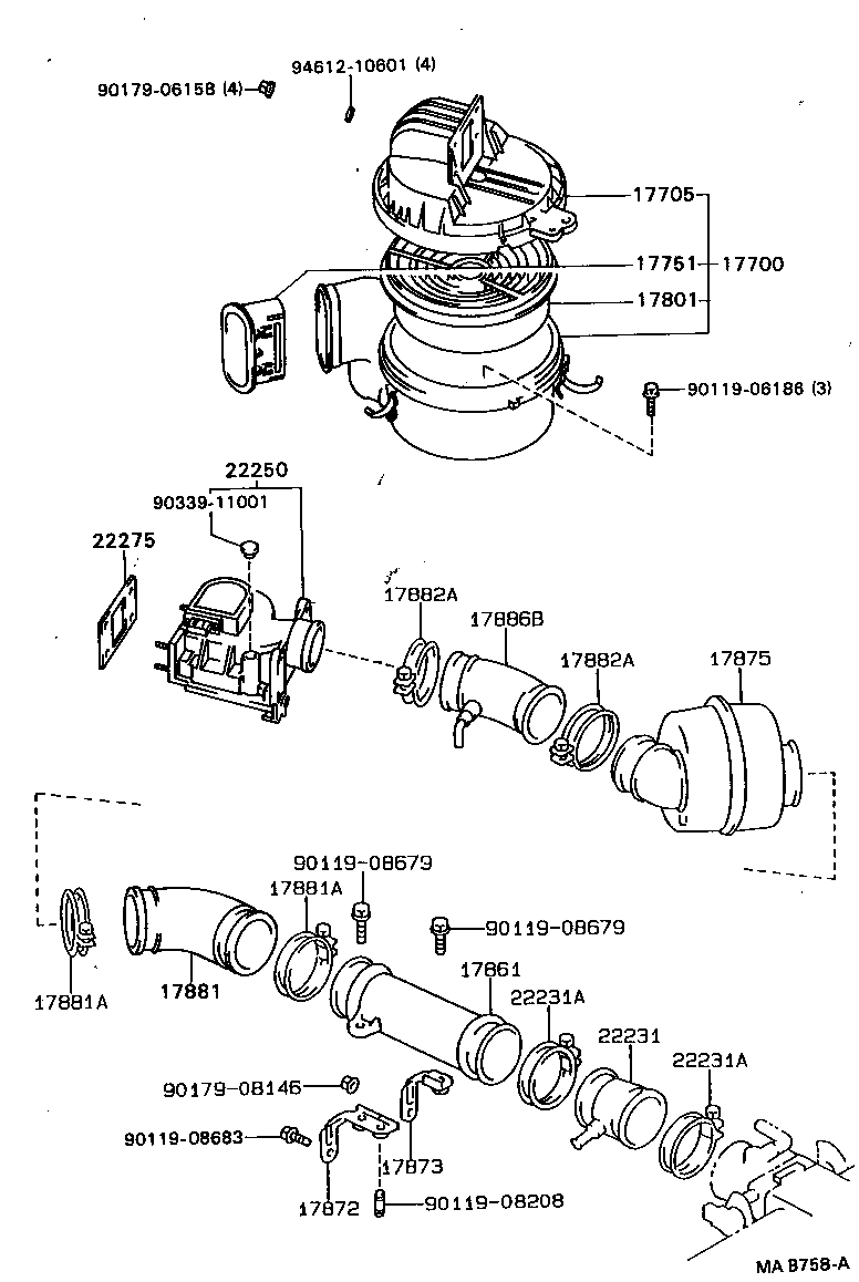 17882-70140 HOSE, AIR CLEANER, NO.2 product image
