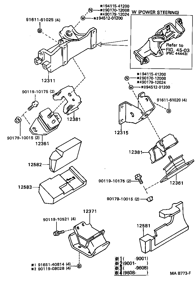 Toyota 12311-75080 BRACKET, ENGINE MOUNTING, FRONT NO.1 RH