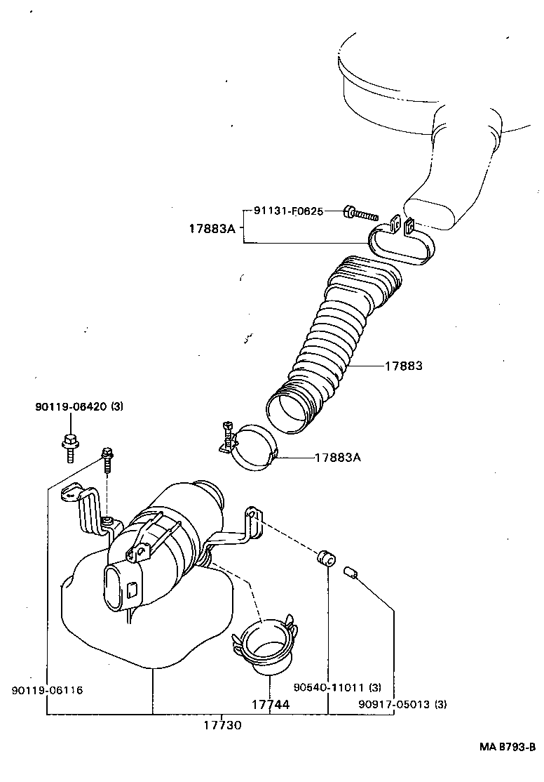 17882-70140 HOSE, AIR CLEANER, NO.2 product image