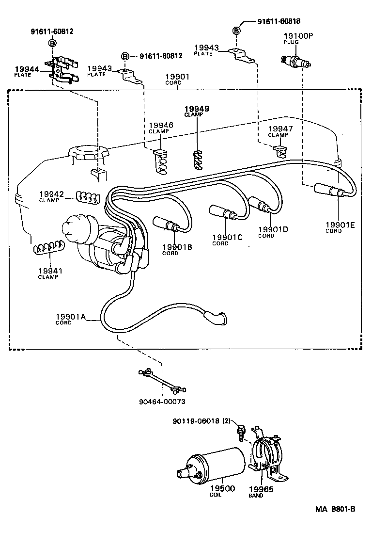 90919-22286 CORD SET, COIL & SPARK, W/RESISTIVE product image