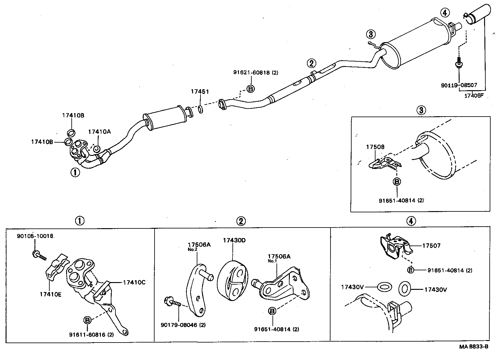 17410-37121 PIPE ASSY, EXHAUST, FRONT product image