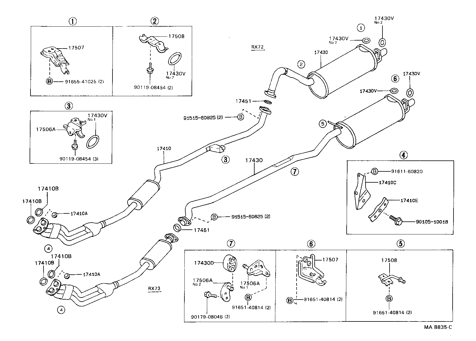 17410-37121 PIPE ASSY, EXHAUST, FRONT product image