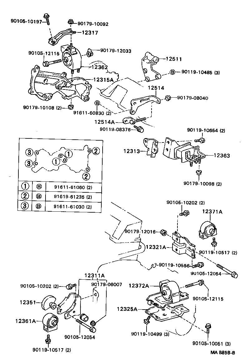 12361-64111 INSULATOR, ENGINE MOUNTING, FRONT(FOR TRANSVERSE ENGINE) product image