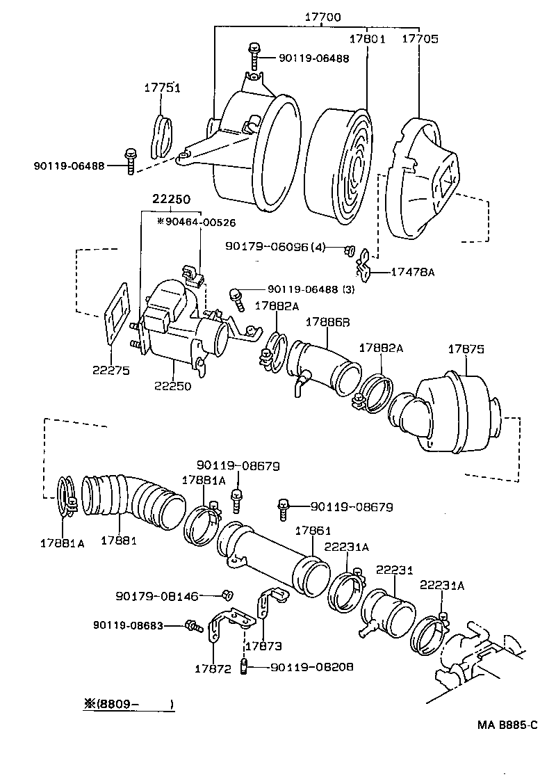 Toyota 17751-70020 INLET, AIR CLEANER, NO.1