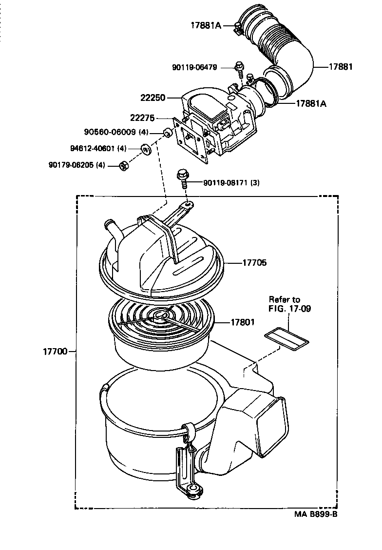 17103-54070 PIPE SUB-ASSY, AIR CLEANER, NO.2 product image