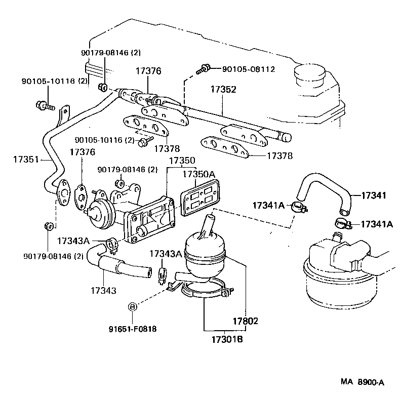17341-35190 HOSE, NO.1(FOR AIR INJECTION SYSTEM) product image