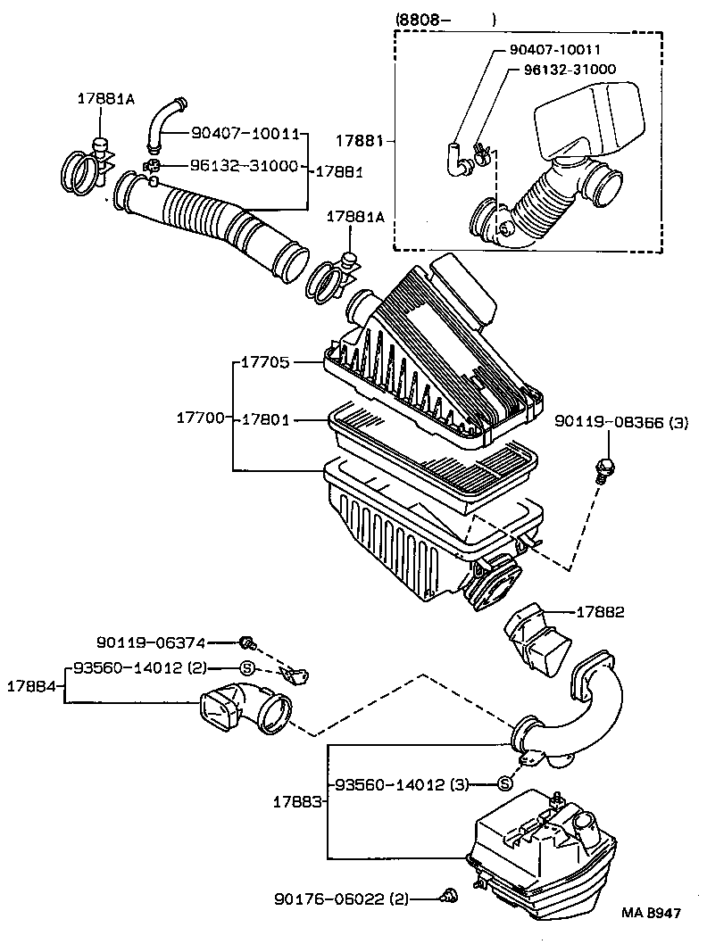 17705-74180 CAP SUB-ASSY, AIR CLEANER product image