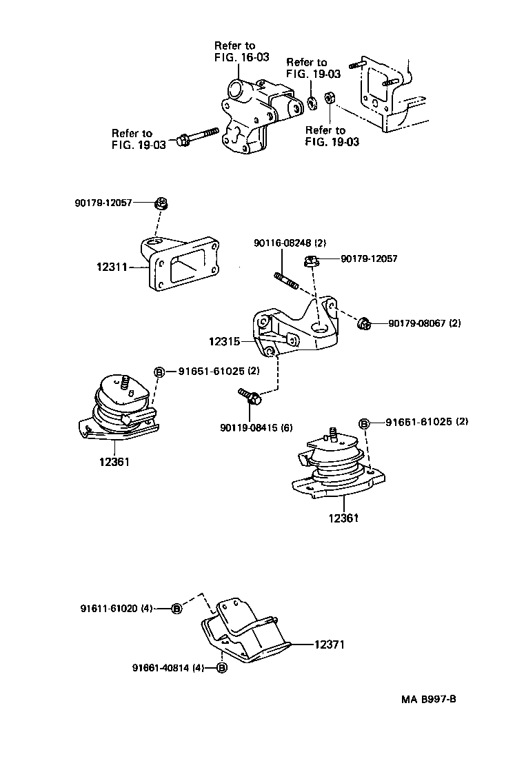 12311-46030 BRACKET, ENGINE MOUNTING, FRONT NO.1 RH product image
