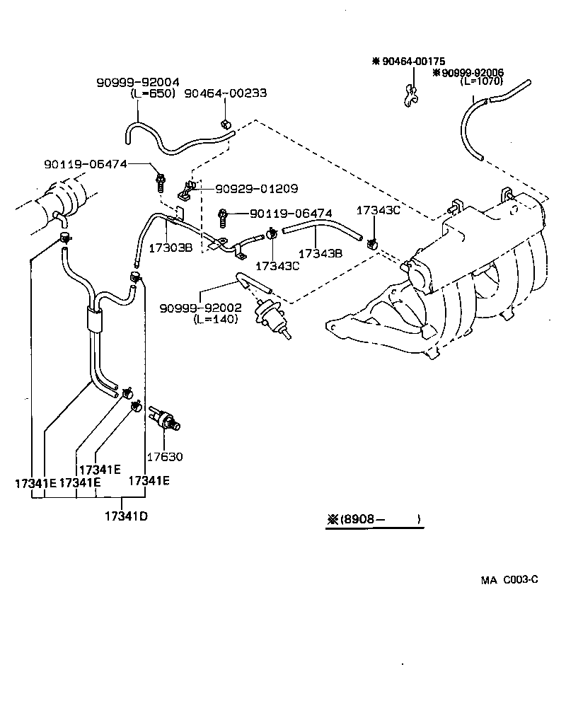 17341-70180 HOSE, NO.1(FOR IDLE-UP) product image