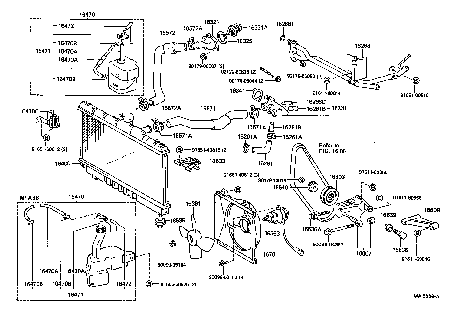 Toyota 16264-88381 HOSE, WATER BY-PASS, NO.2