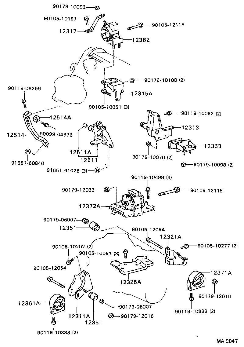 12361-64110 INSULATOR, ENGINE MOUNTING, FRONT(FOR TRANSVERSE ENGINE) product image