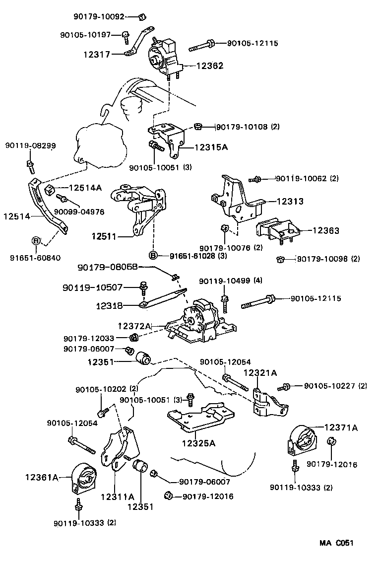 12361-64110 INSULATOR, ENGINE MOUNTING, FRONT(FOR TRANSVERSE ENGINE) product image