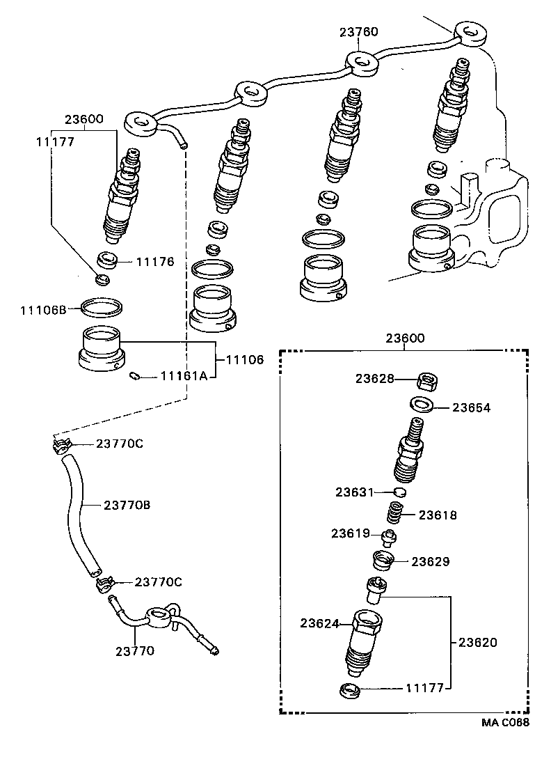 23764-54080 PIPE ASSY, NOZZLE LEAKAGE, NO.2 product image